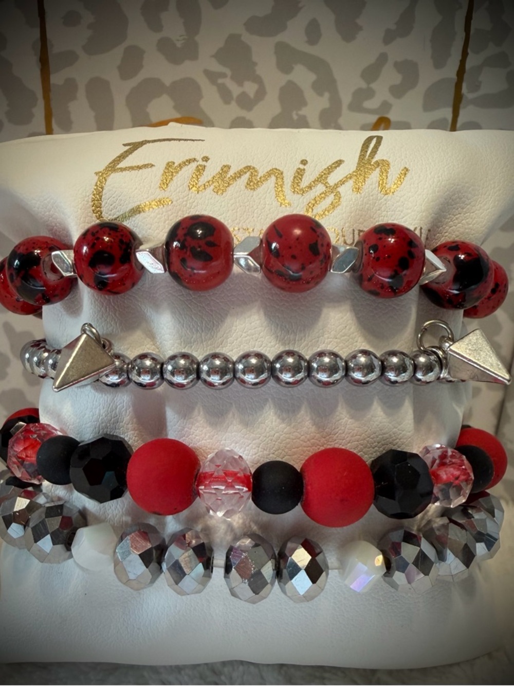 New ERIMISH Bracelets - 4 Pc - Red&Black - Custom Regular, Kids or Extended Size